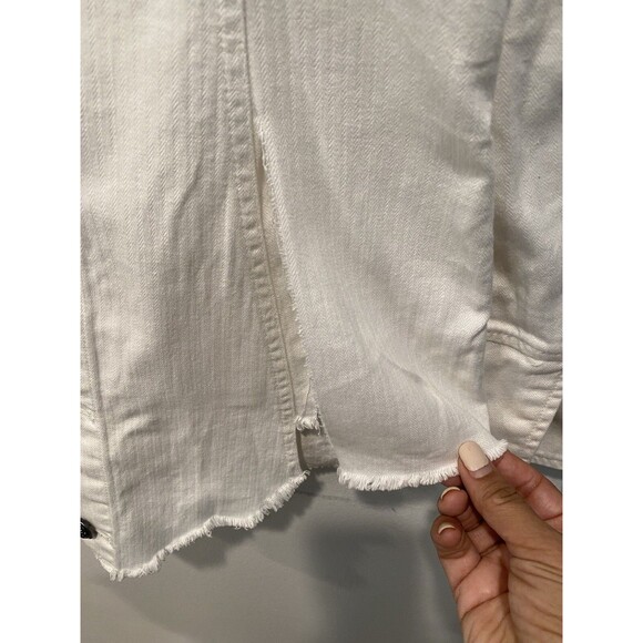 Free People Harlow Blazer Collar Front Pockets Button Frayed Ivory XS NWT Flawed - Picture 12 of 12